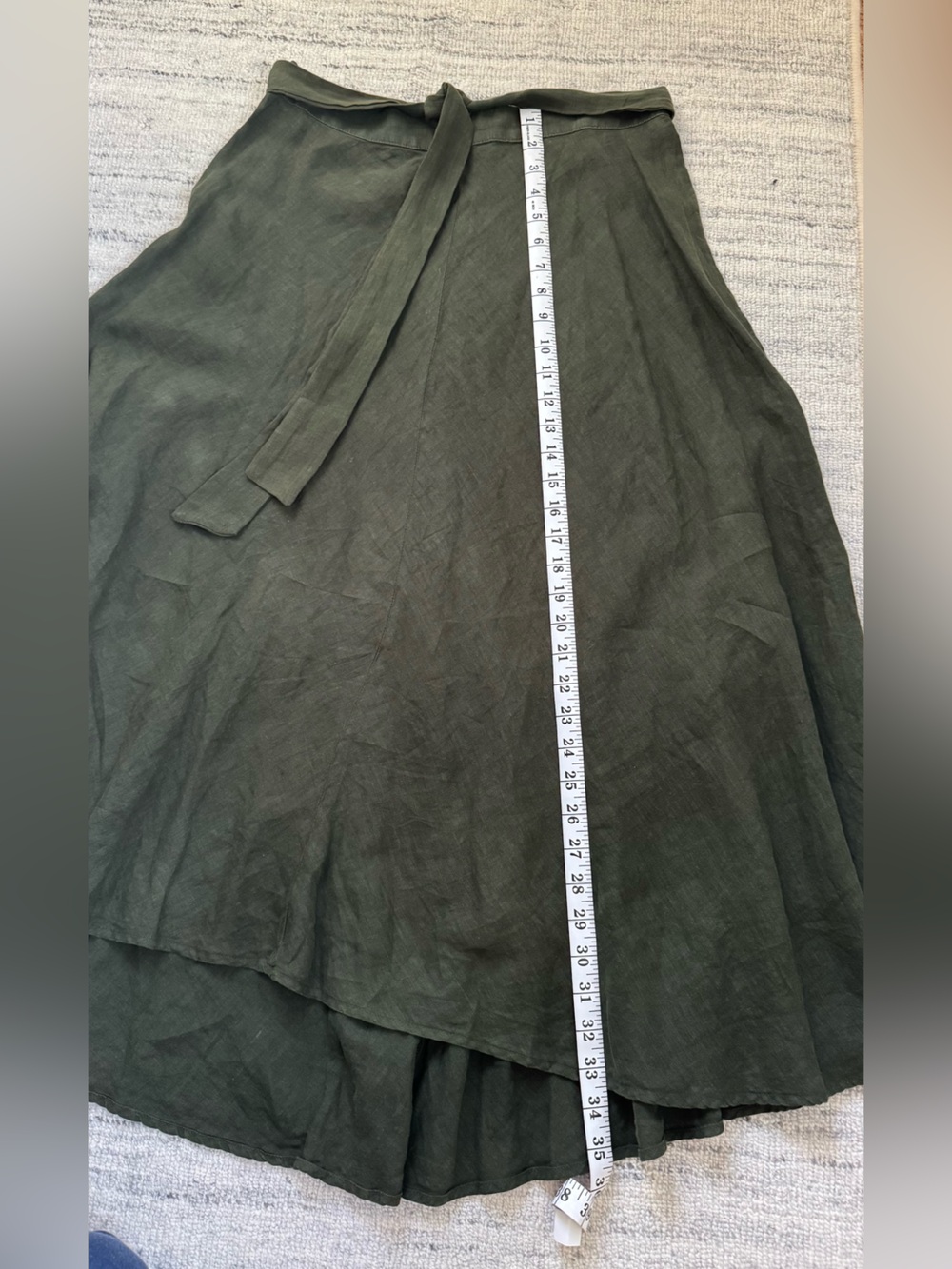 Velvet by Graham & Spencer Hunter Green Midi Wrap Linen Skirt - Picture 9 of 16